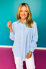 SSYS Betty Gingham Mix Print Button Down Top In Baby Blue *FINAL SALE*