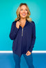 SSYS Honeycomb 1/2 Zip Long Sleeve Active Top In Navy
