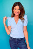 SSYS Cece Knit Puff Short Sleeve Top In Blue