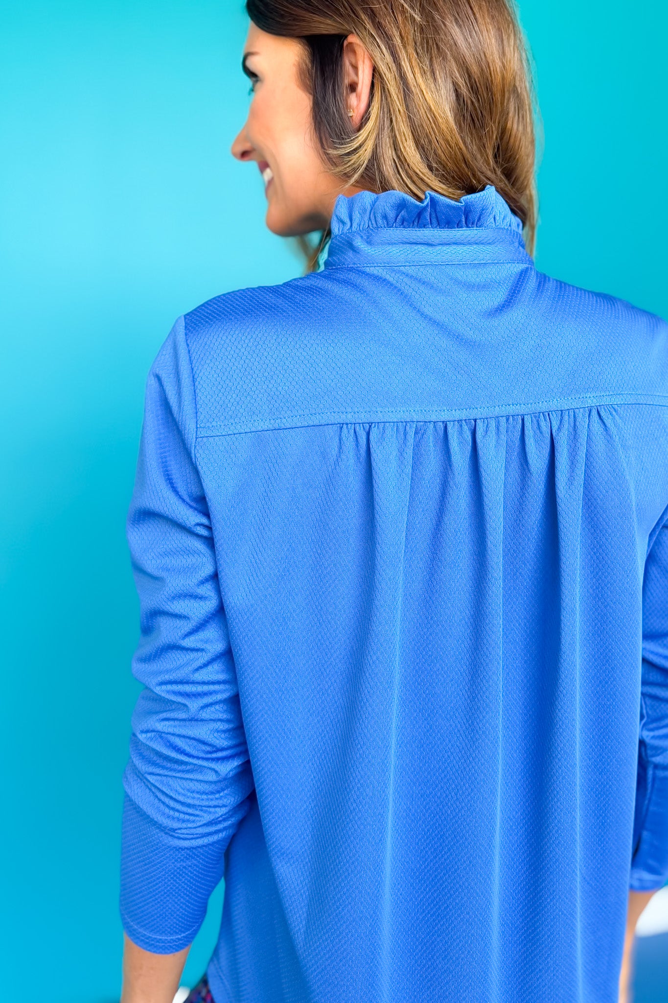 SSYS Honeycomb 1/2 Zip Long Sleeve Active Top In Blue
