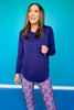 SSYS Open Back Long Sleeve Active Air Top In Navy