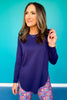 SSYS Open Back Long Sleeve Active Air Top In Navy