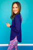 SSYS Open Back Long Sleeve Active Air Top In Navy