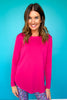 SSYS Open Back Long Sleeve Active Air Top In Hot Pink