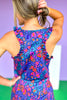 SSYS Ruffle Racerback Scuba Tank Top In Navy Animal