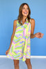 SSYS Elise Collared Sleeveless Dress In Lime Abstract