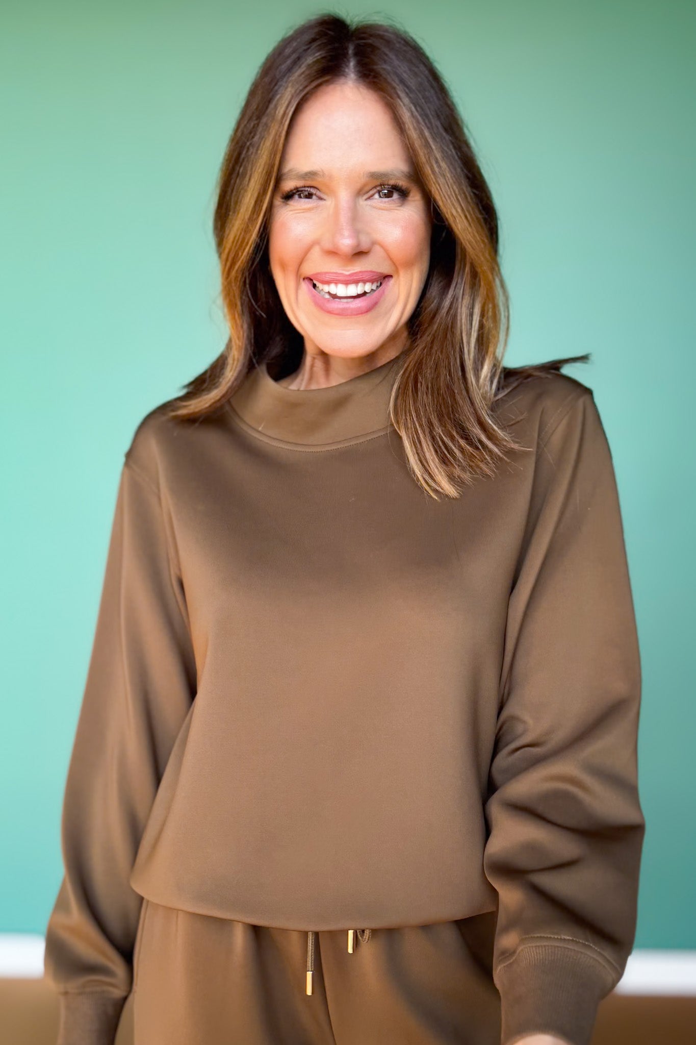 SSYS Scuba Cowl Neck Sweatshirt In Brown