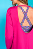 SSYS Open Back Long Sleeve Active Air Top In Hot Pink