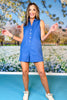 SSYS Louisa Pearl Button Romper In Blue, collared, spring outfit, easter outfit, casual, comfortable, sleeveless, exclusive design, ssys by mallory fitzsimmons