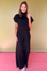 Black High Neck Short Dolman Sleeve Wide Leg Set *FINAL SALE*