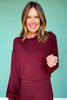 SSYS Kora Cowl V Neck Fleece Lined Top In Oxblood