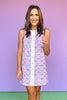 SSYS Sleeveless Everly Scallop Trim Shift Dress In Pastel Antique Floral