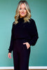 SSYS Kora Cowl V Neck Fleece Lined Top In Black