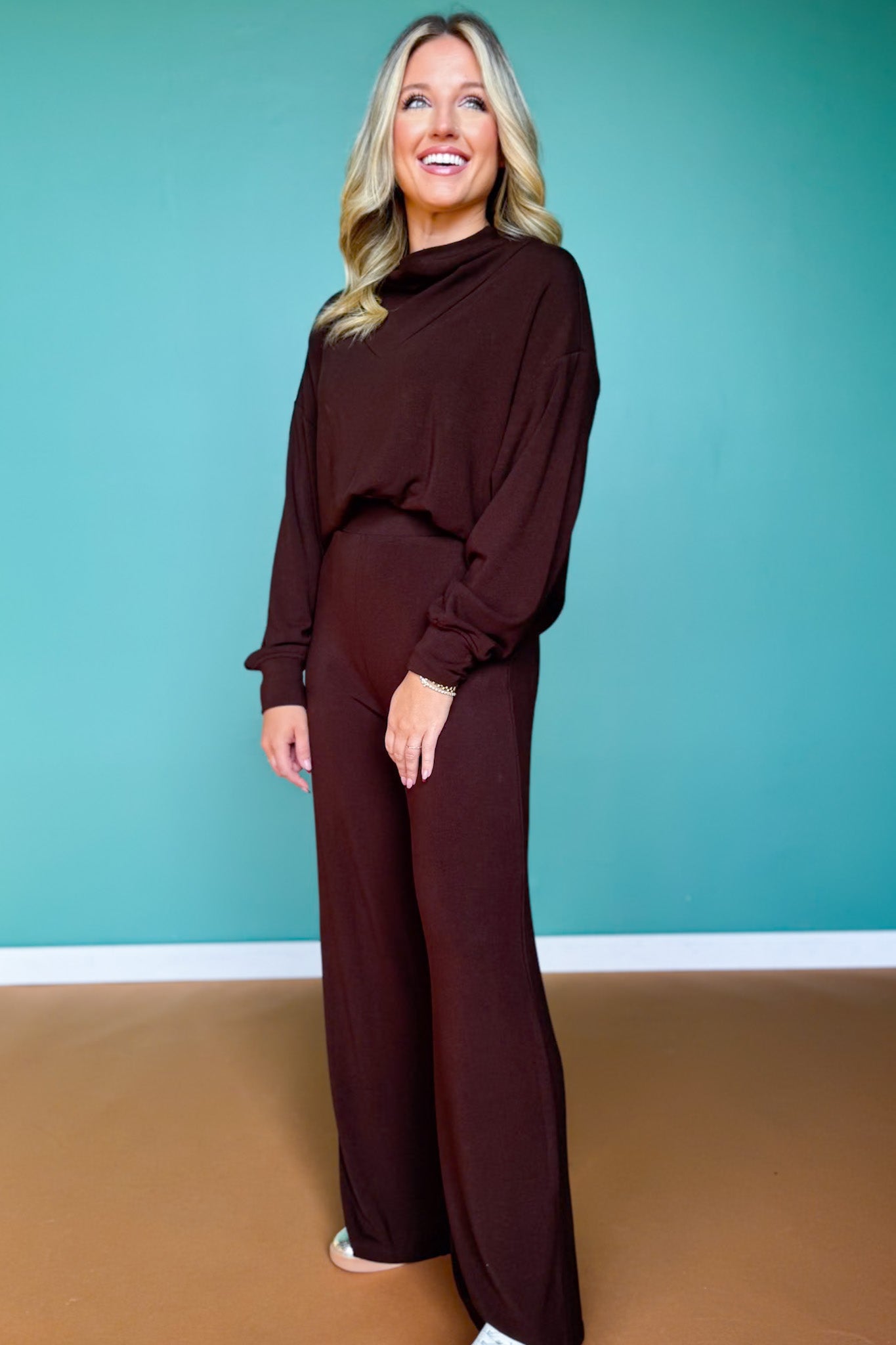 SSYS Jane Cozy Fleece Lined Pants In Chocolate