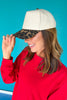 Beige Animal Print Brim Hat