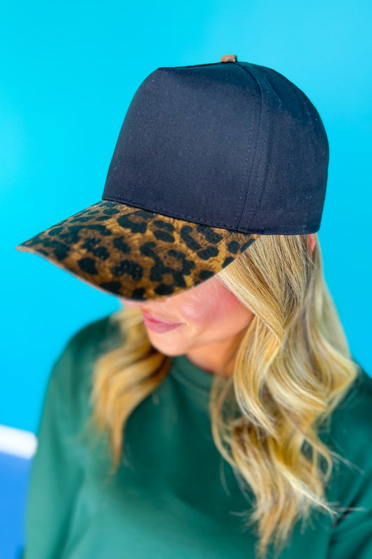 Black Animal Print Brim Hat