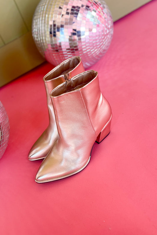 Gold Metallic Point Toe Booties