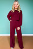 SSYS Jane Cozy Fleece Lined Pants In Oxblood