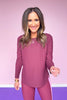 SSYS Ribbed Long Sleeve Active Top In Maroon