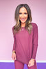 SSYS Ribbed Long Sleeve Active Top In Maroon