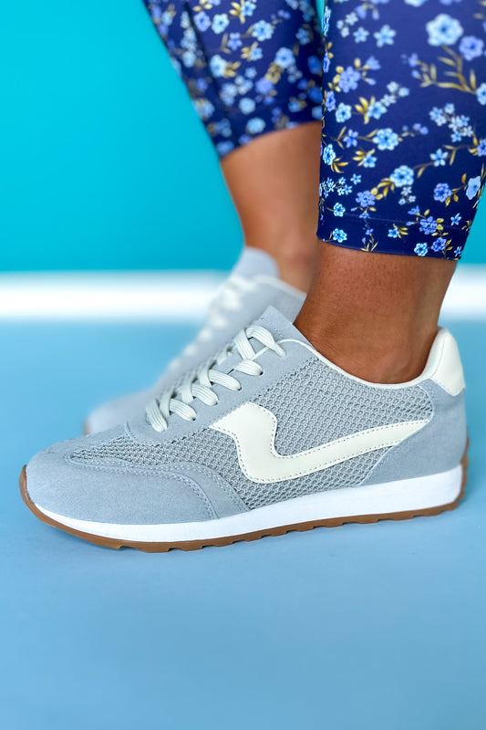 Light Blue Mesh Detail Sneakers