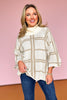 Cream Plaid Knit Batwing Sleeve Top *FINAL SALE*