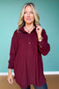 SSYS Jess Cozy Fleece Lined Top In Oxblood