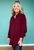 SSYS Jess Cozy Fleece Lined Top In Oxblood