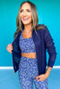 SSYS Navy Crochet Zip Up Sweater