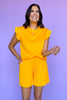 SSYS Charlie Air Ruffle Shoulder Shorts Set In Orange *FINAL SALE*