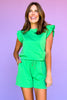 SSYS Charlie Air Ruffle Shoulder Shorts Set In Light Green