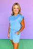 SSYS Charlie Air Ruffle Shoulder Shorts Set In Blue