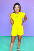 SSYS Charlie Air Ruffle Shoulder Shorts Set In Yellow