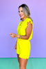SSYS Charlie Air Ruffle Shoulder Shorts Set In Yellow