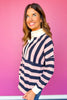 SSYS Landon Color Block Stripe Rugby Top In Pink Navy