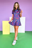 SSYS Margaret Drop Waist Collared Scuba Dress In Navy Animal
