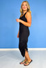 Black Scoop Neck Side Tie Detail Midi Dress