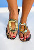 Brown Animal Print Metal Hardware Sandals