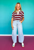 SSYS London Rugby Stripe Top In Maroon