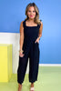 Black Square Neck Ruffle Shoulder Jumpsuit *FINAL SALE*