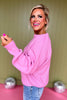 Pink Drop Shoulder Ribbed Knit Accent Long Sleeve Sweater *FINAL SALE*