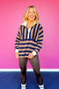 SSYS Landon Color Block Stripe Rugby Top In Mocha Navy