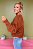 Rust Drop Shoulder Ribbed Knit Accent Long Sleeve Sweater *FINAL SALE*