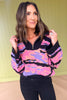 Black Print Knit Half Zip Pullover Sweater