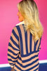 SSYS Landon Color Block Stripe Rugby Top In Mocha Navy