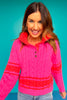 SSYS Dawson Cable Knit Stripe Sweater In Pink