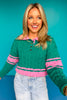 SSYS Dawson Cable Knit Stripe Sweater In Green