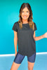 SSYS Black Honeycomb Short Sleeve Active Top