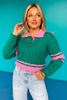 SSYS Dawson Cable Knit Stripe Sweater In Green