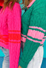 SSYS Dawson Cable Knit Stripe Sweater In Pink
